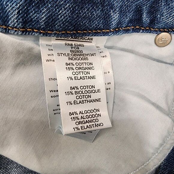 NWT Good American Size 10/30 Good Boy Jeans Indigo085 Destroyed Knee Crop Denim - Picture 9 of 9